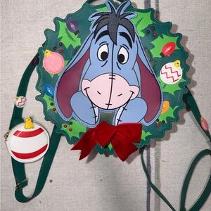 Light Up Christmas Eeyore Wreath Crossbody Bag - Green and Blue
